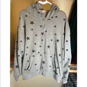 Star print half zip hoodie sweatshirt